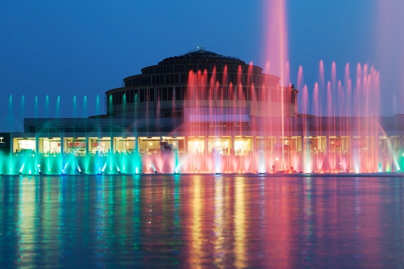 Pergola Fountain at night